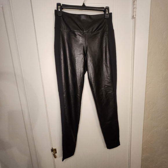 ATHLETA Delancey ShineTight Leggings Faux Leather Front, Zip Pockets Sz Small - Picture 3 of 11